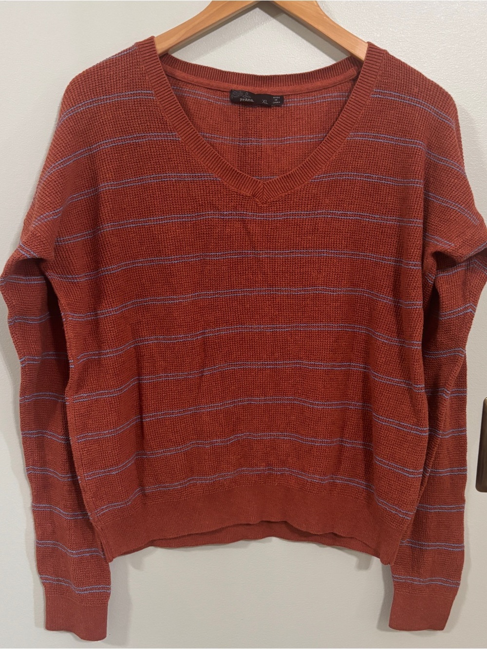 Prana milani v-neck sweater extra large rust orange